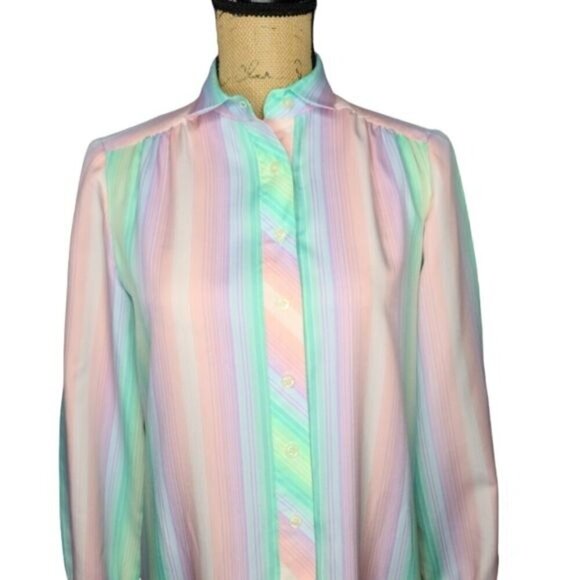 Vintage 60s Schrader Sport NY Pastel Striped Casual House Dress - Picture 4 of 13